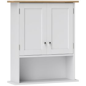 Wall Mounted Bathroom Cabinet, Modern Bathroom Wall Cabinet with 2 Doors and Adjustable Shelf, White