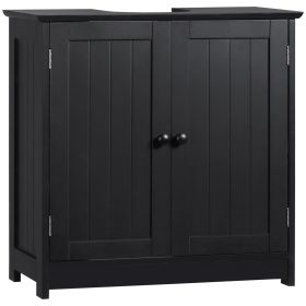 Under Sink Cabinet with 2 Doors and Shelf, Pedestal Sink Bathroom Vanity Furniture, Black