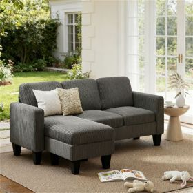 Living room sofa, L-shaped sofa, dark gray