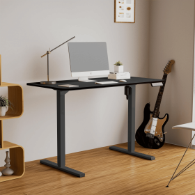 Electric Standing Desk Whole Piece Adjustable Height Desk Home Office Computer Workstation Sit Stand up Desk (Black Frame + Black Top)