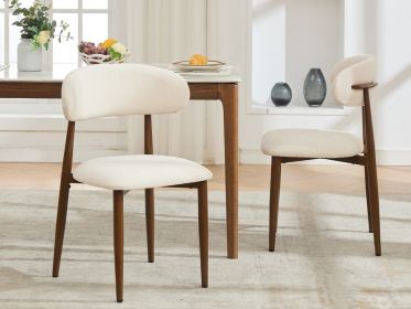 Dining Chairs Set of 2, Metal Kitchen Chairs with Modern Fabric Upholstered for Dining Room, Beige