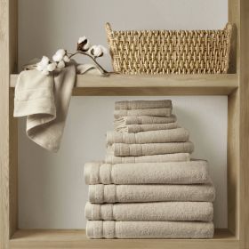12-Piece Quick Dry 100% Cotton Towel Set, Beige