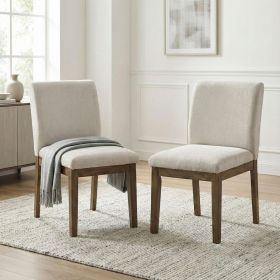 Transitional Brown Gray Upholstered Side Chairs Set of 2 Modern Farmhouse Dining Room Furniture