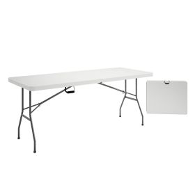 Techni Home 6 FT Granite White Folding Table with Easy-Carry Handle