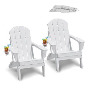VEVOR Adirondack Chair Plastic, Set of 2 All-Weather Portable Folding Fire Pit Chair, Outdoor Adirondack Patio Chair with Cup Holder