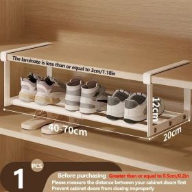Adjustable And Expandable Shoe Rack, Stackable Iron Shoe Rack, Space Saving Hanging Rack, Suitable For Home Shoe Cabinet Storage, Bottom Basket, (Option: 1PC)