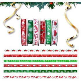60 Yards 3/8" Christmas Ribbon For Crafts, White Red And Green Holiday Grosgrain Ribbon Christmas Ribbon For Gift Wrapping Festival Holiday Party (Option: RedGreenWhite)