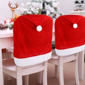 4pcs Christmas Chair Covers,Santa Hat Chair Back Cover Xmas Slipcover For Christmas Dinning Room Home Decoration Supply,Red (Option: Red)