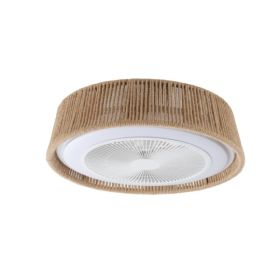 Bohemian Style LED Dimmable Ceiling Light With Built-in Fan - Remote Control Unavailable Platforms- Temu (Option: White)