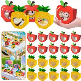 20 Pcs Summer Party 3D Treat Boxes With Clear Window Cute Mini Party Favor Bags Apple Pineapple Shaped 2 Styles Cookie Box For Pool Wedding Chris (Option: 20Pcs)