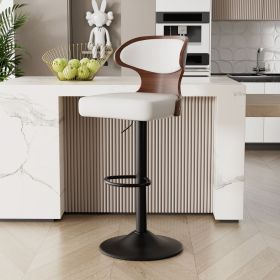The 2-piece PU leather bar stool set features high-density foam and an L-shaped curved backrest (Color: White)