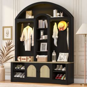 Multi-functional wardrobe/entrance wardrobe, equipped with shoe racks (Color: as Pic)