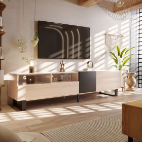 Modern TV Stand for 80'' TV with Double Storage Space, Media Console Table, Entertainment Center with Drop Down Door for Living Room, Bedroom (Color: as Pic)