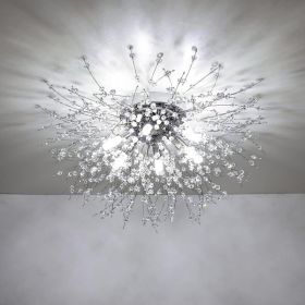 Crystal Flush Mount Ceiling Light, Modern Sputnik Firework Close To Ceiling Lamp, LED Ceiling Light (Option: Silver)
