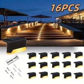 32/16 PCS Solar Deck Lights Outdoor, Solar Step Lights Waterproof Led Solar Lights For Outdoor Stairs, Step , Fence, Yard, Patio, And Pathway Fam (Option: Warmlight16PCS)